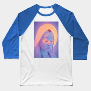 Baffling and Futuristic Cyber Japanese Geisha Portrait Baseball T-Shirt